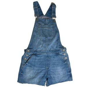 Vineyard Vines Girl's Denim Overall Shorts Shortalls Size 12-Summer Play Casual